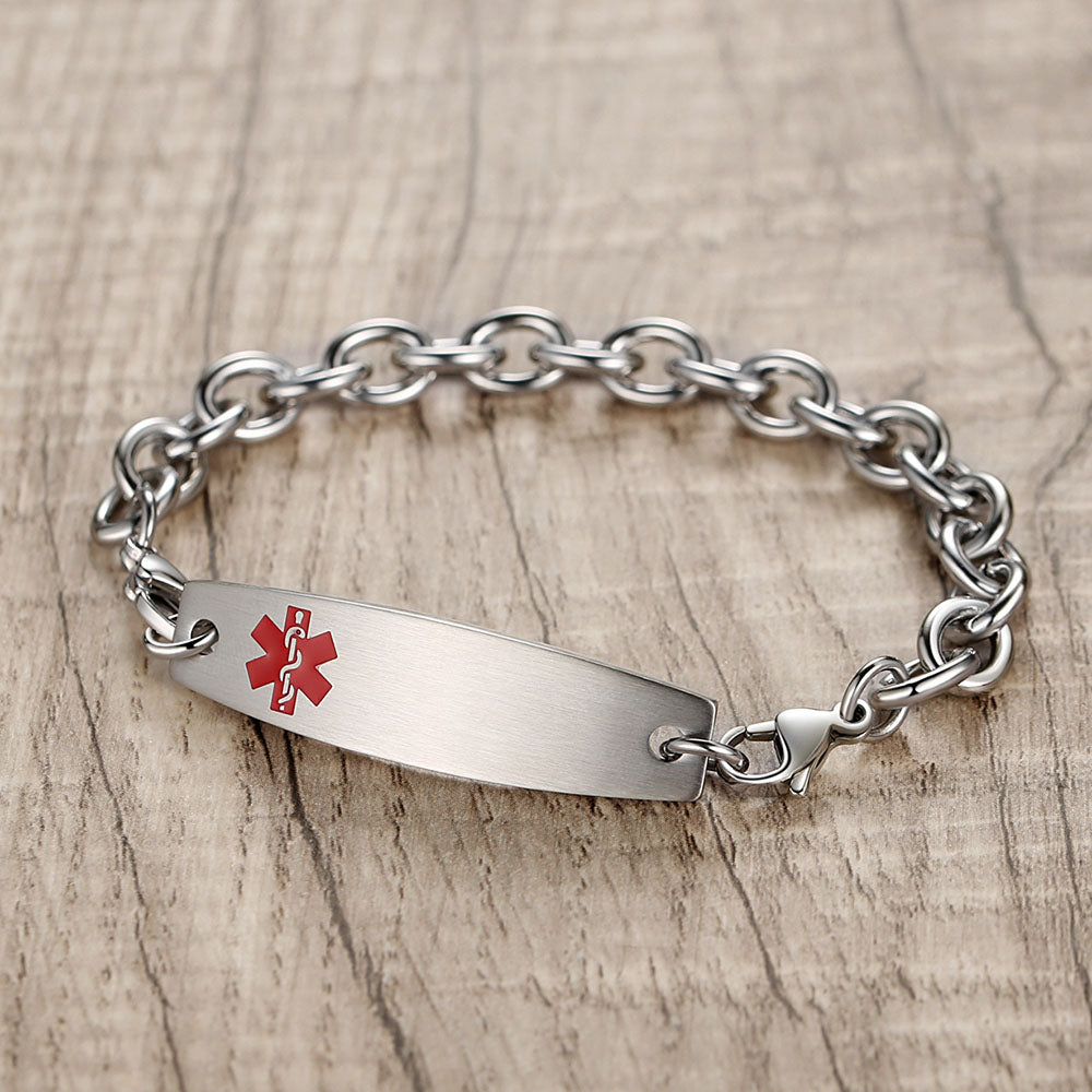 Interchangeable medical alert bracelets with Free Customize engraving--Cable Chain