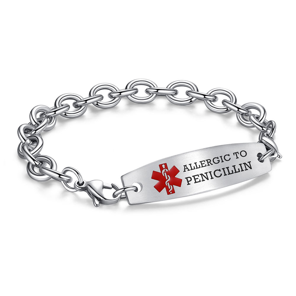 Interchangeable medical alert bracelets for men women Stainless steel Cable Chain Medical bracelets