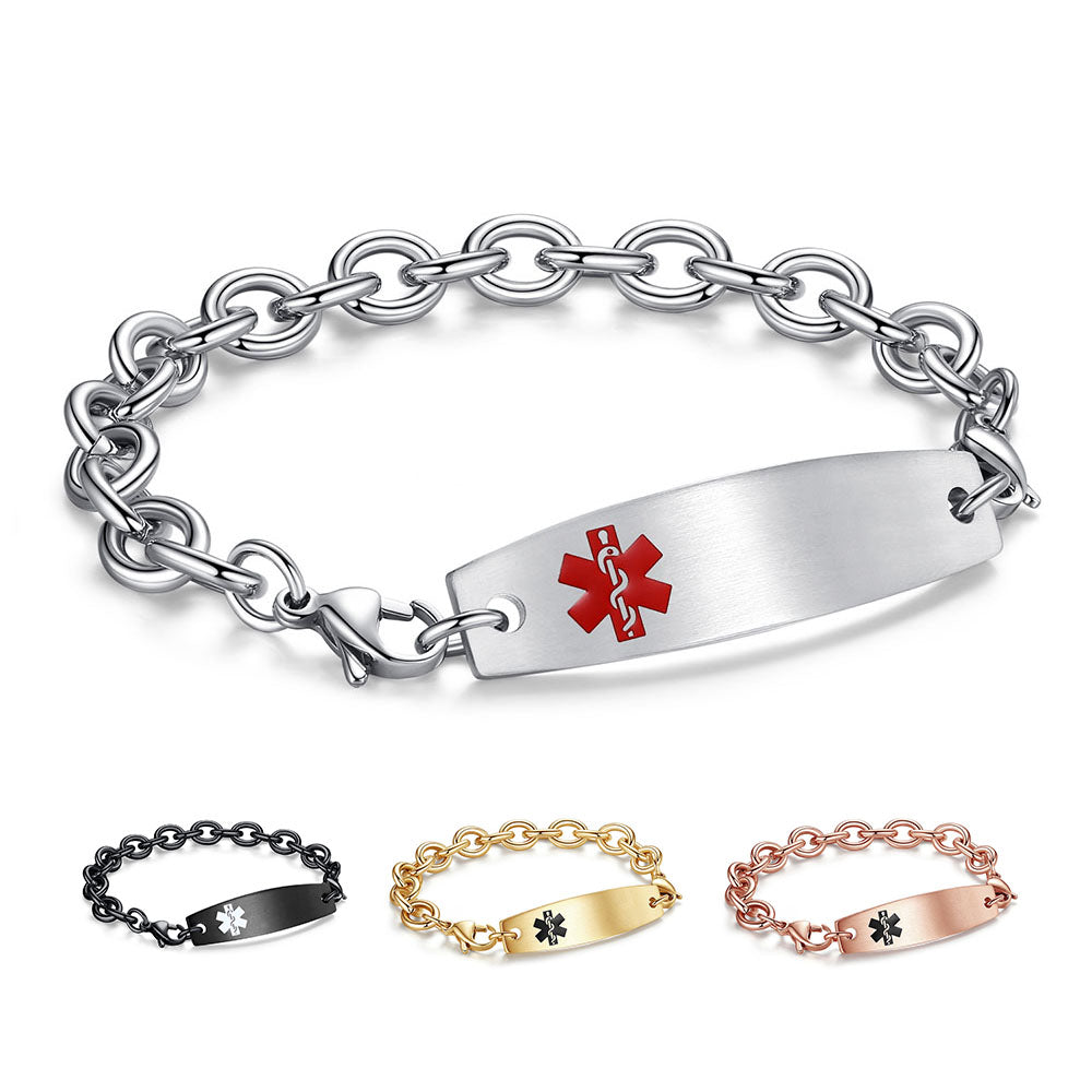 Interchangeable medical alert bracelets with Free Customize engraving--Cable Chain