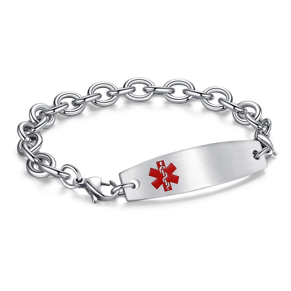 Interchangeable medical alert bracelets with Free Customize engraving--Cable Chain
