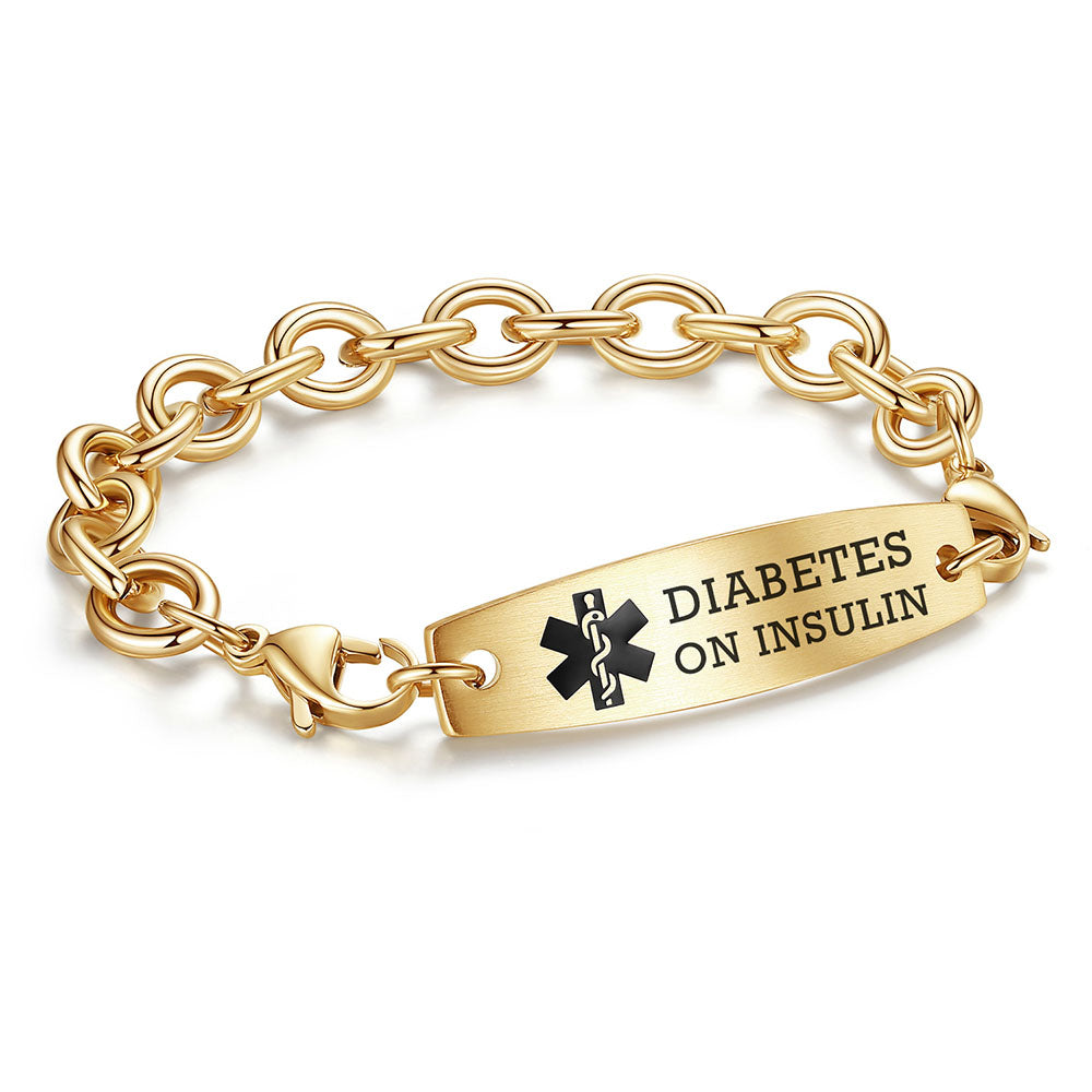 Interchangeable medical alert bracelets for men women Stainless steel Cable Chain Medical bracelets