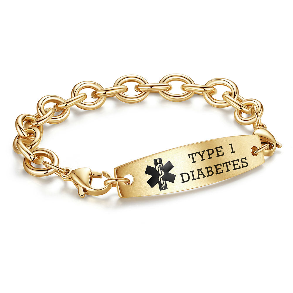 Interchangeable medical alert bracelets for men women Stainless steel Cable Chain Medical bracelets