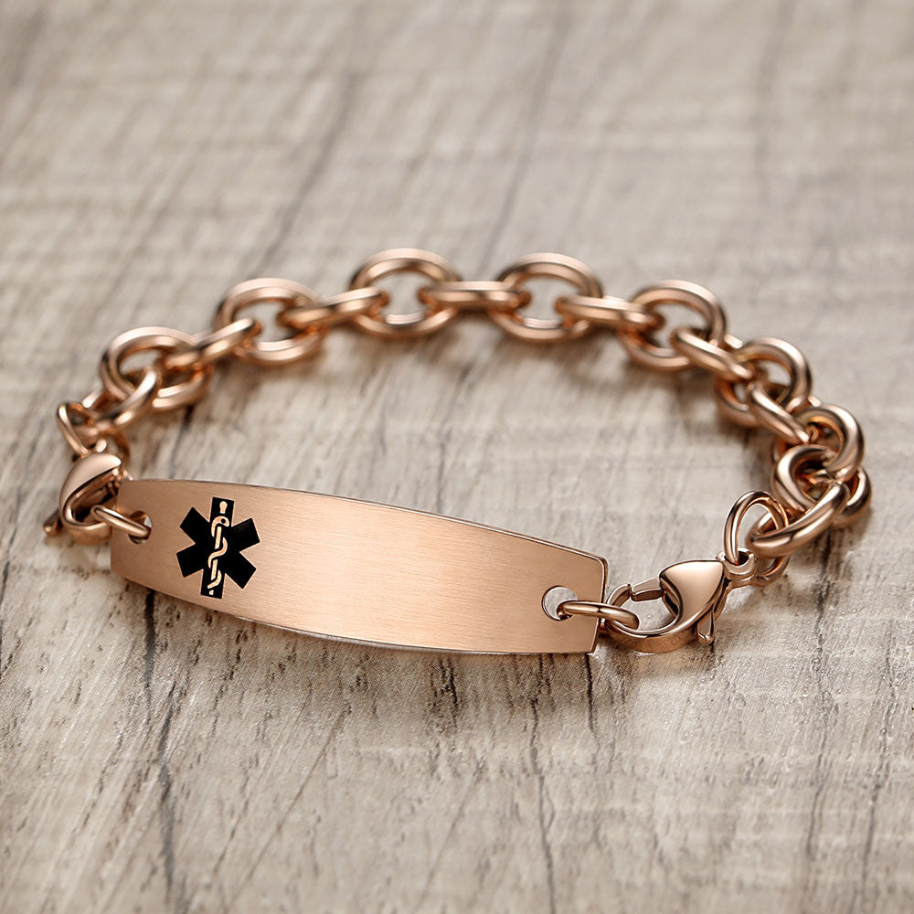 Interchangeable medical alert bracelets with Free Customize engraving--Cable Chain