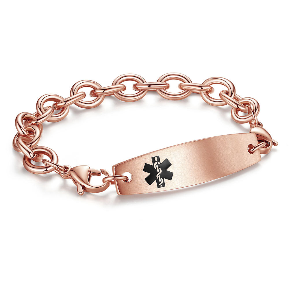 Interchangeable medical alert bracelets with Free Customize engraving--Cable Chain