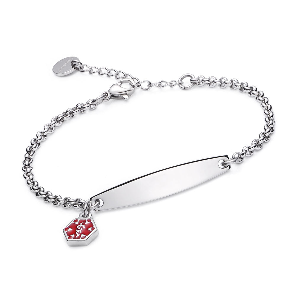 SIMPLE ROLO CHAIN MEDICAL ID BRACELET FOR WOMEN & GIRL