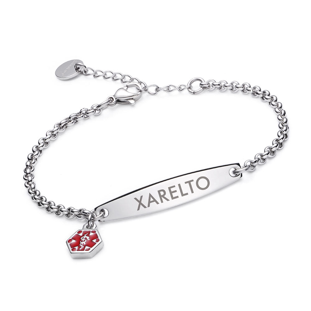 Medical Alert Bracelet For Women | Stainless Steel Rolo Chain With Free Engraving | Adjustable 6.5-8 Inches, Medical Symbol Charm