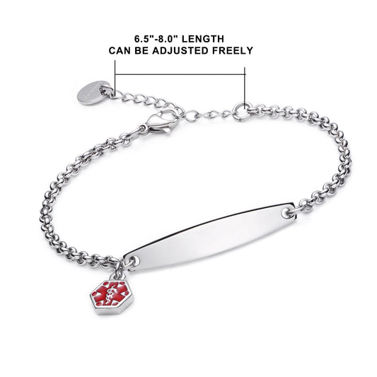 SIMPLE ROLO CHAIN MEDICAL ID BRACELET FOR WOMEN