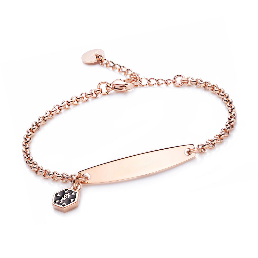 SIMPLE ROLO CHAIN MEDICAL ID BRACELET FOR WOMEN & GIRL