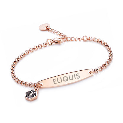 SIMPLE ROLO CHAIN MEDICAL ID BRACELET FOR WOMEN & GIRL