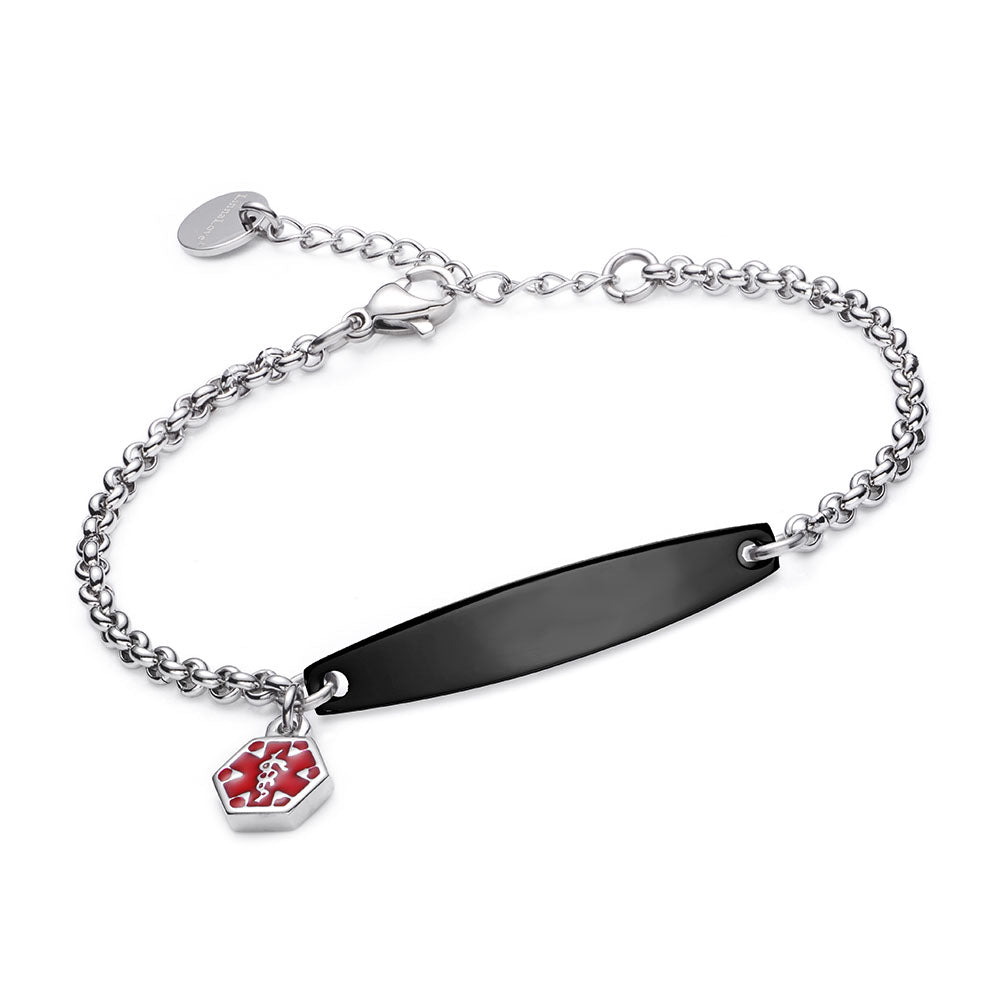 SIMPLE ROLO CHAIN MEDICAL ID BRACELET FOR WOMEN