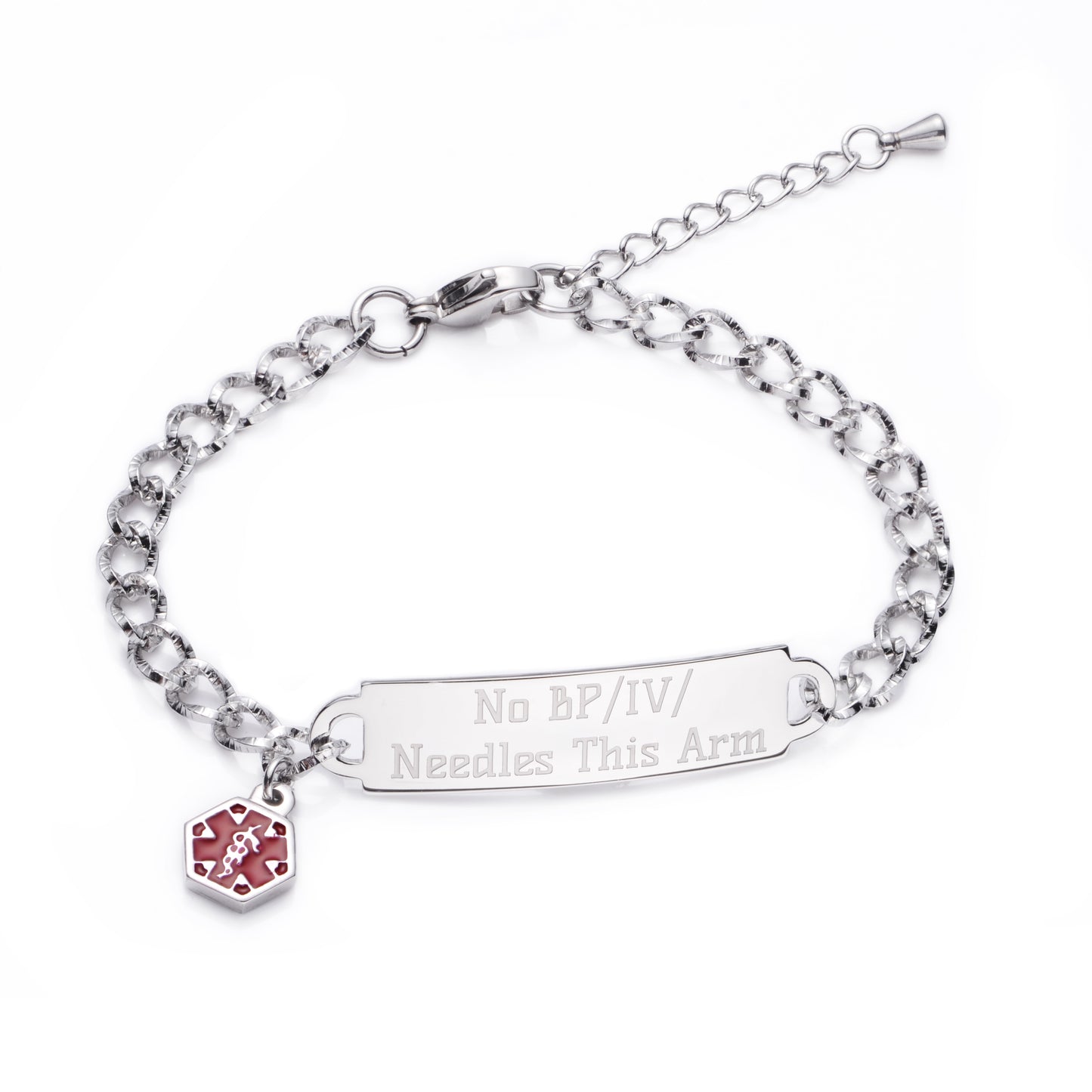 Shining Diamond Cutting Medical Alert id Bracelet for Women & Girls