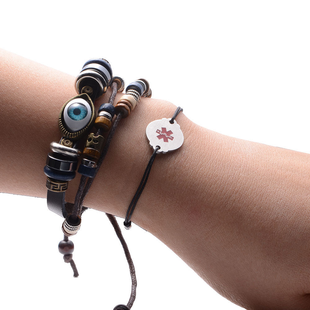 Handmade Adjustable Cord Medical Alert Bracelets for Women