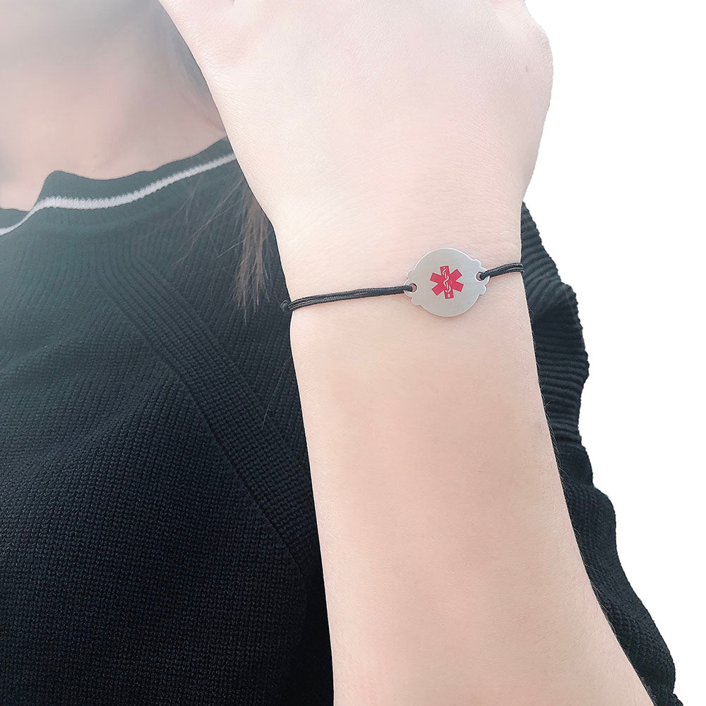 Handmade Adjustable Cord Medical Alert Bracelets for Women