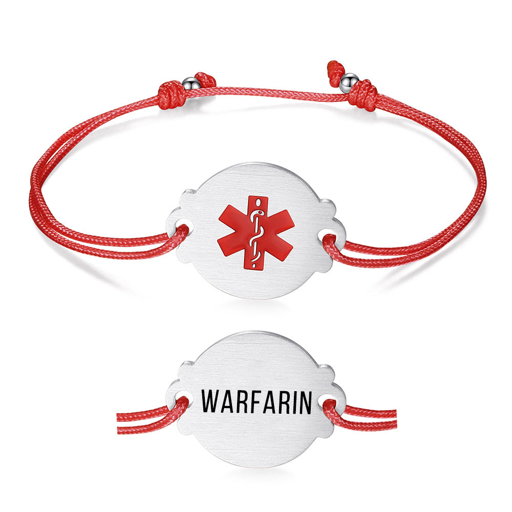 Handmade Adjustable Cord Medical Alert Bracelets for Women