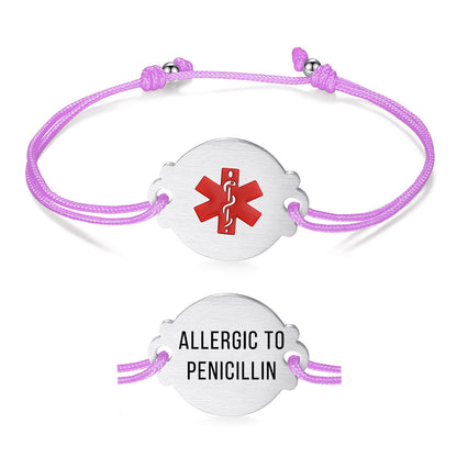 Handmade Adjustable Cord Medical Alert Bracelets for Women