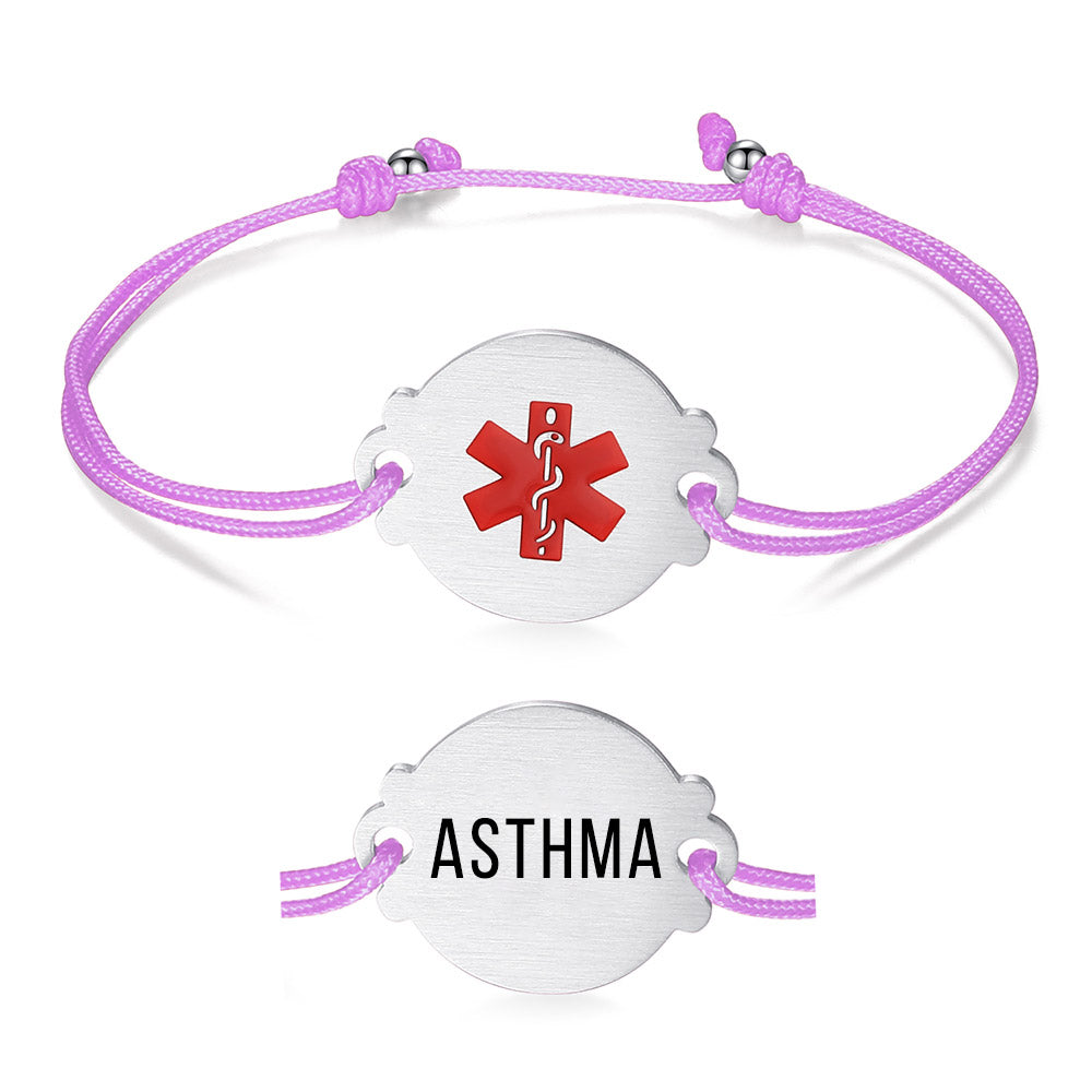 Handmade Adjustable Cord Medical Alert Bracelets for Women