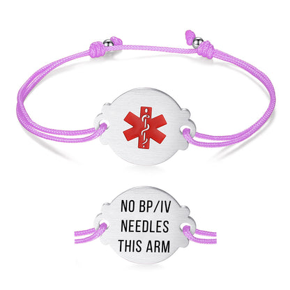 Handmade Adjustable Cord Medical Alert Bracelets for Women