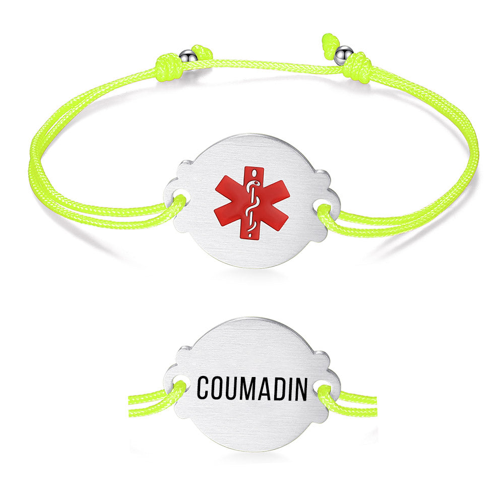 Handmade Adjustable Cord Medical Alert Bracelets for Women