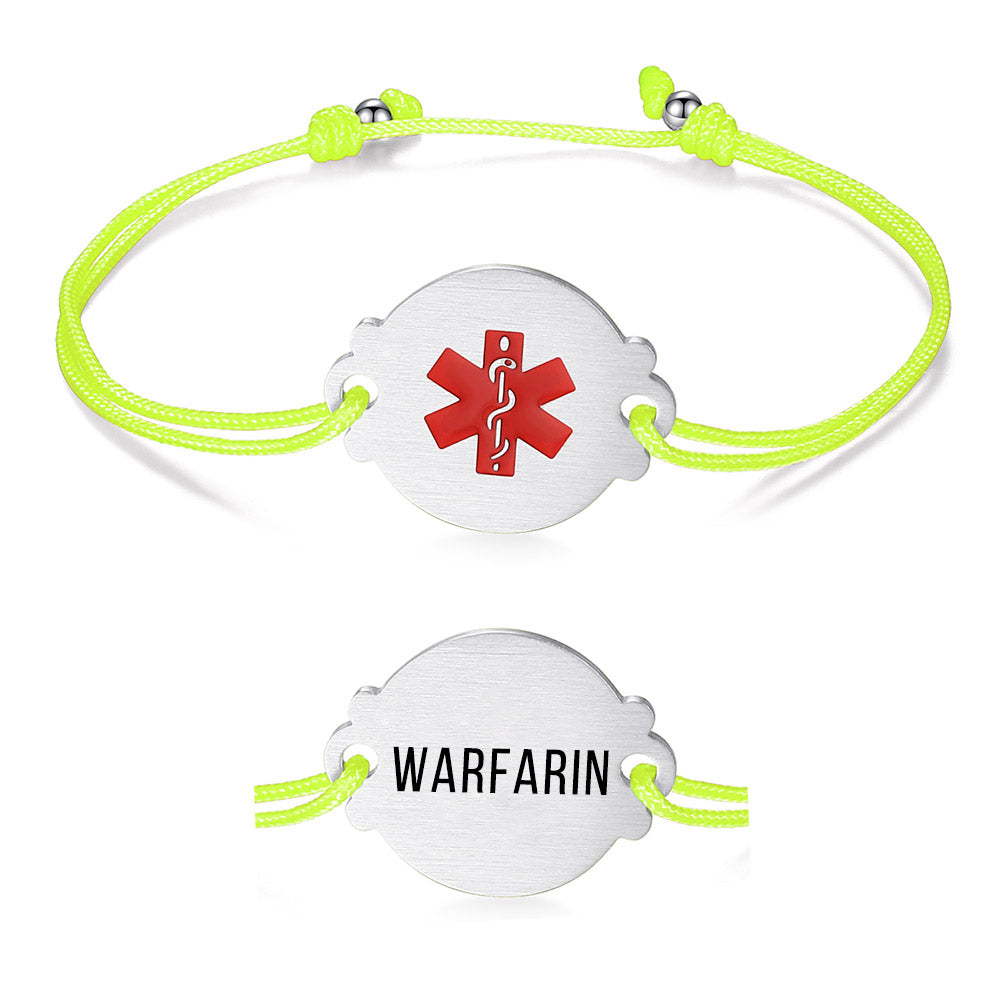 Handmade Adjustable Cord Medical Alert Bracelets for Women