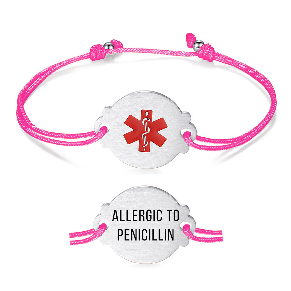 Handmade Adjustable Cord Medical Alert Bracelets for Women