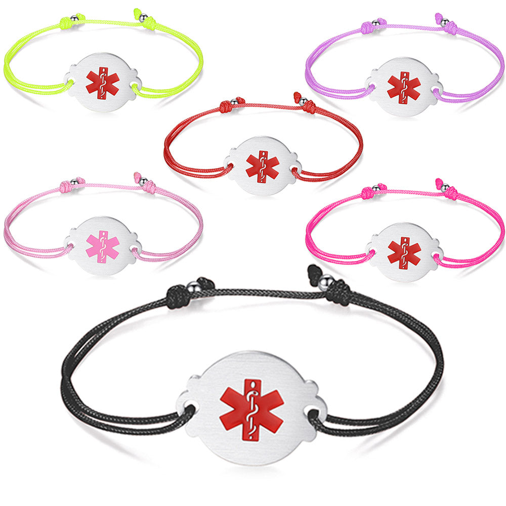 Handmade Adjustable Cord Medical Alert Bracelets for Women