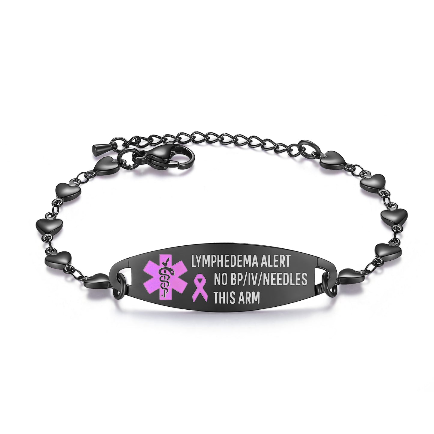 HEART LYMPHEDEMA ALERT BRACELET FOR WOMEN MEDICAL ID JEWELRY