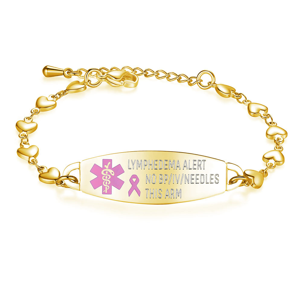 Fashion Heart Chain Medical Alert id Bracelet for Women & Girl