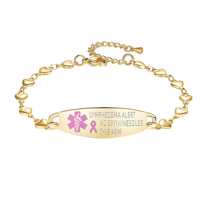 Fashion Heart Chain Medical Alert id Bracelet for Women & Girl