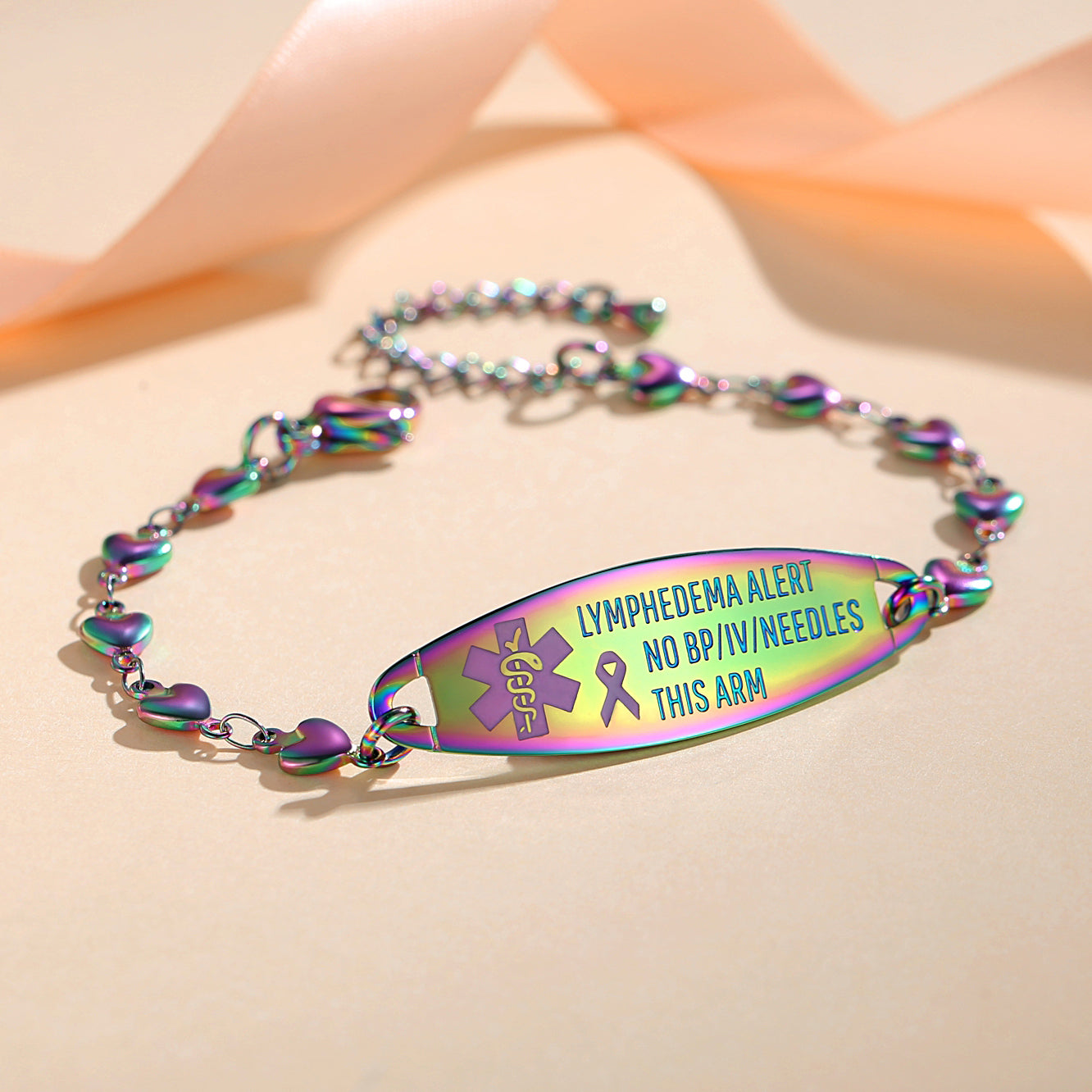 HEART LYMPHEDEMA ALERT BRACELET FOR WOMEN MEDICAL ID JEWELRY