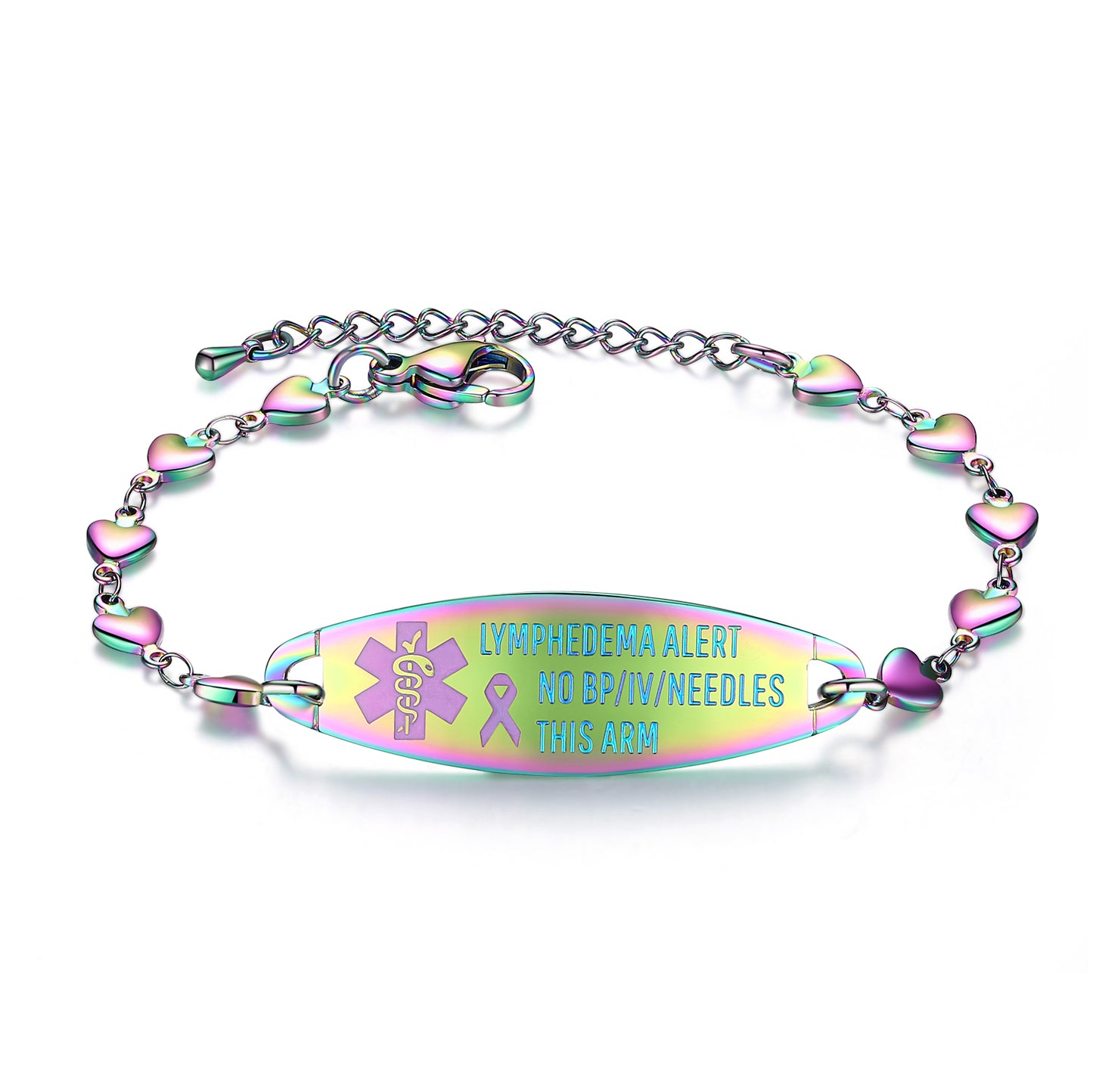 HEART LYMPHEDEMA ALERT BRACELET FOR WOMEN MEDICAL ID JEWELRY