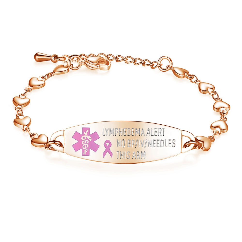 Fashion Heart Chain Medical Alert id Bracelet for Women & Girl