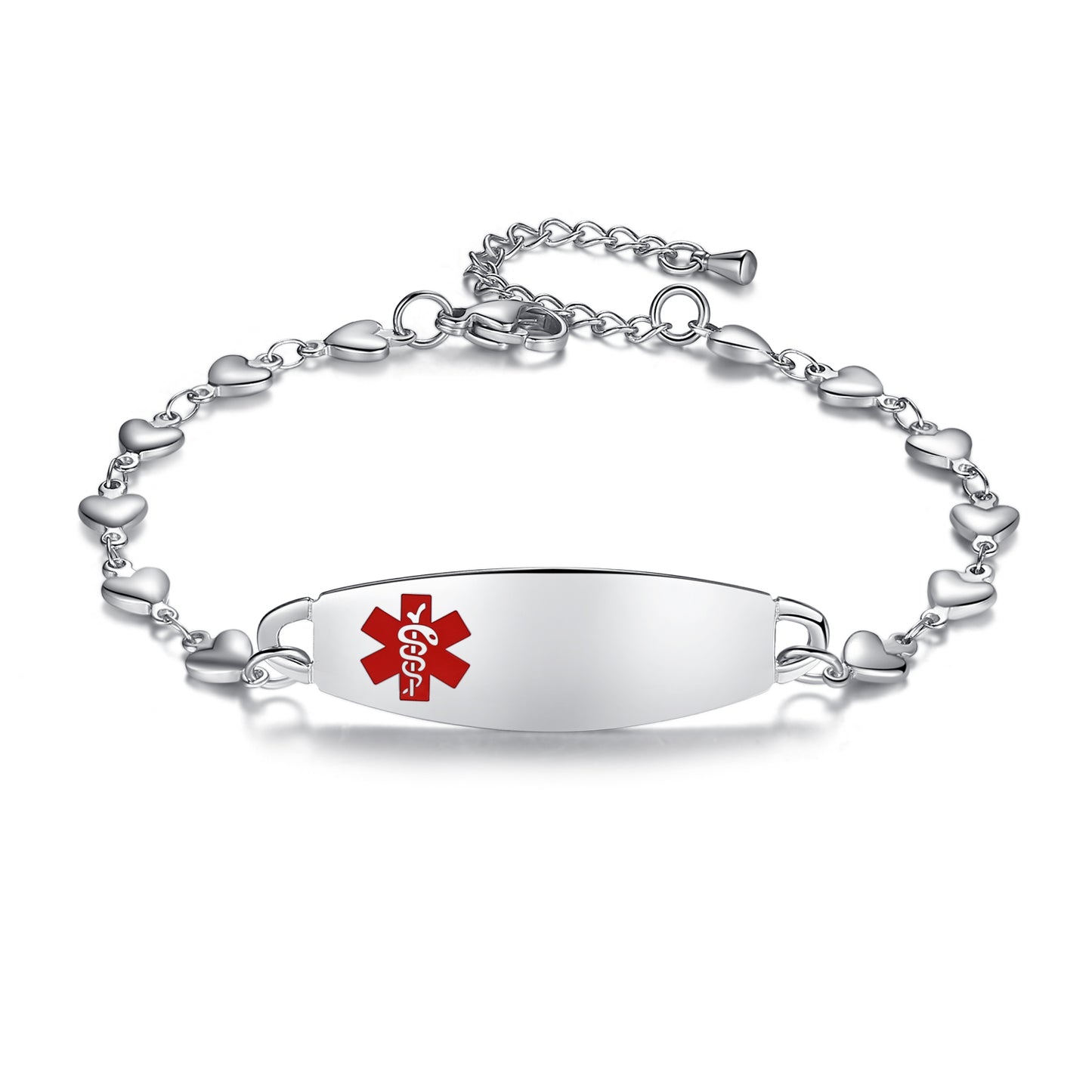 Heart Medical Alert Bracelet for Women Fashion Medical ID Jewelry 6.5-8 inches Adjustable