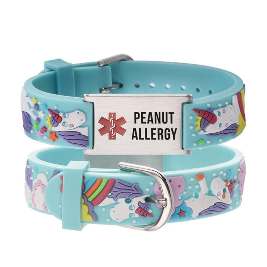 linnalove-Peanut Allergy bracelet cartoon Rhinoceros Medical id bracelets for boys and girls