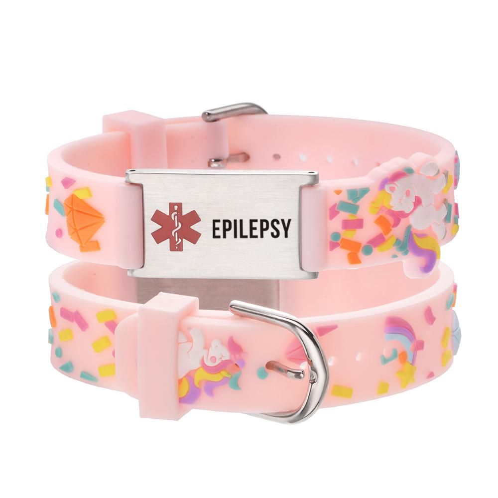 linnalove cartoon medical alert id epilepsy bracelets Parents gift to Son, daughter, brother, sister-Pink little sheep