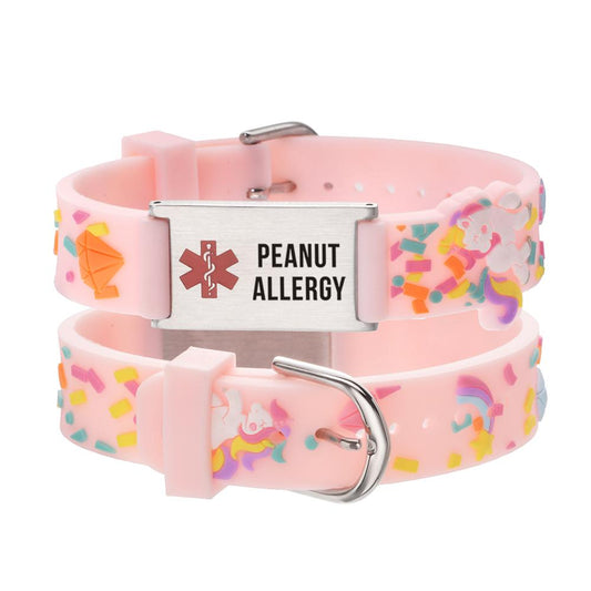 linnalove-Peanut Allergy bracelet Pink little sheep cartoon Medical id bracelets for boys and girls
