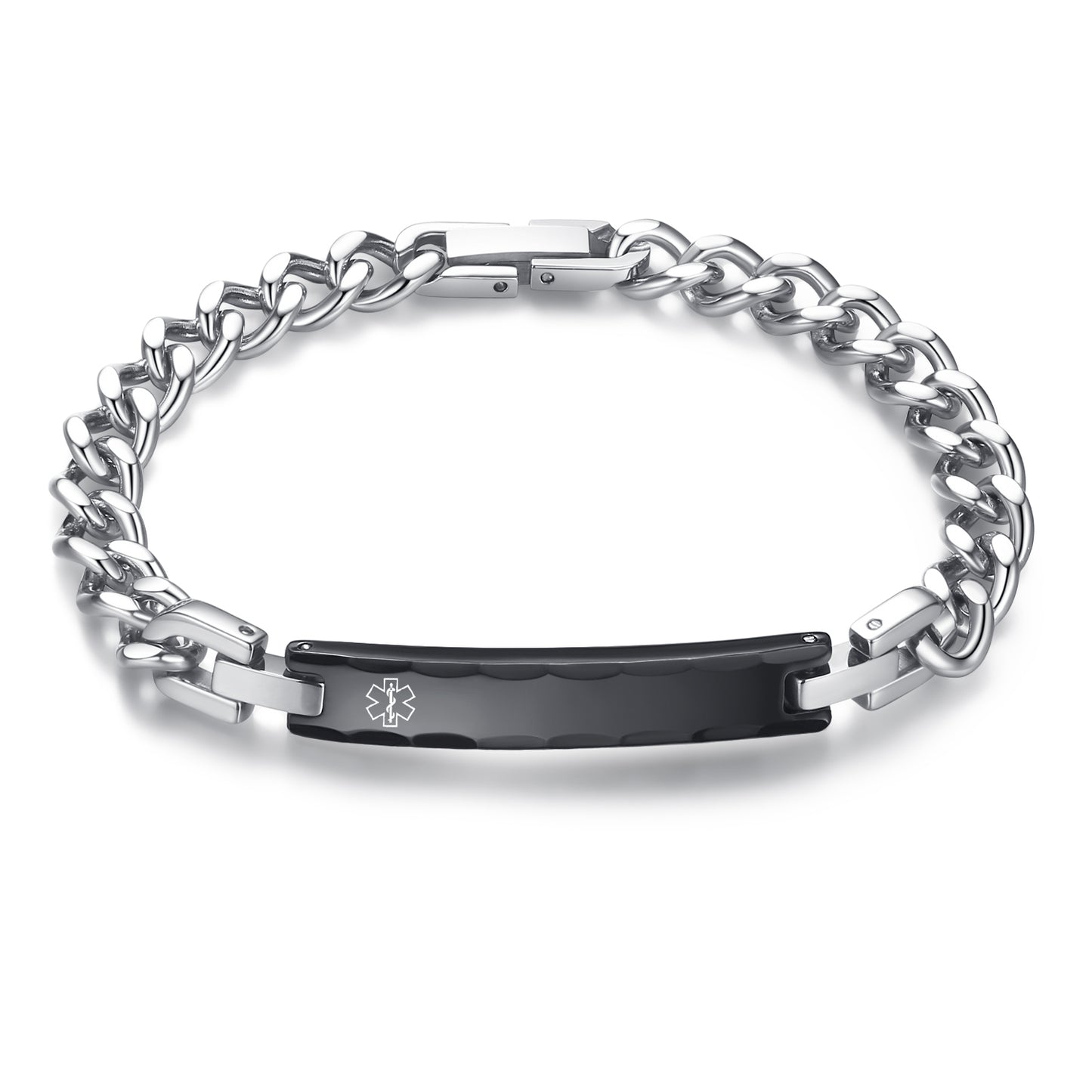 Personalized Custom Engraved Black Stainless Steel Medical Alert ID Bracelets for Women