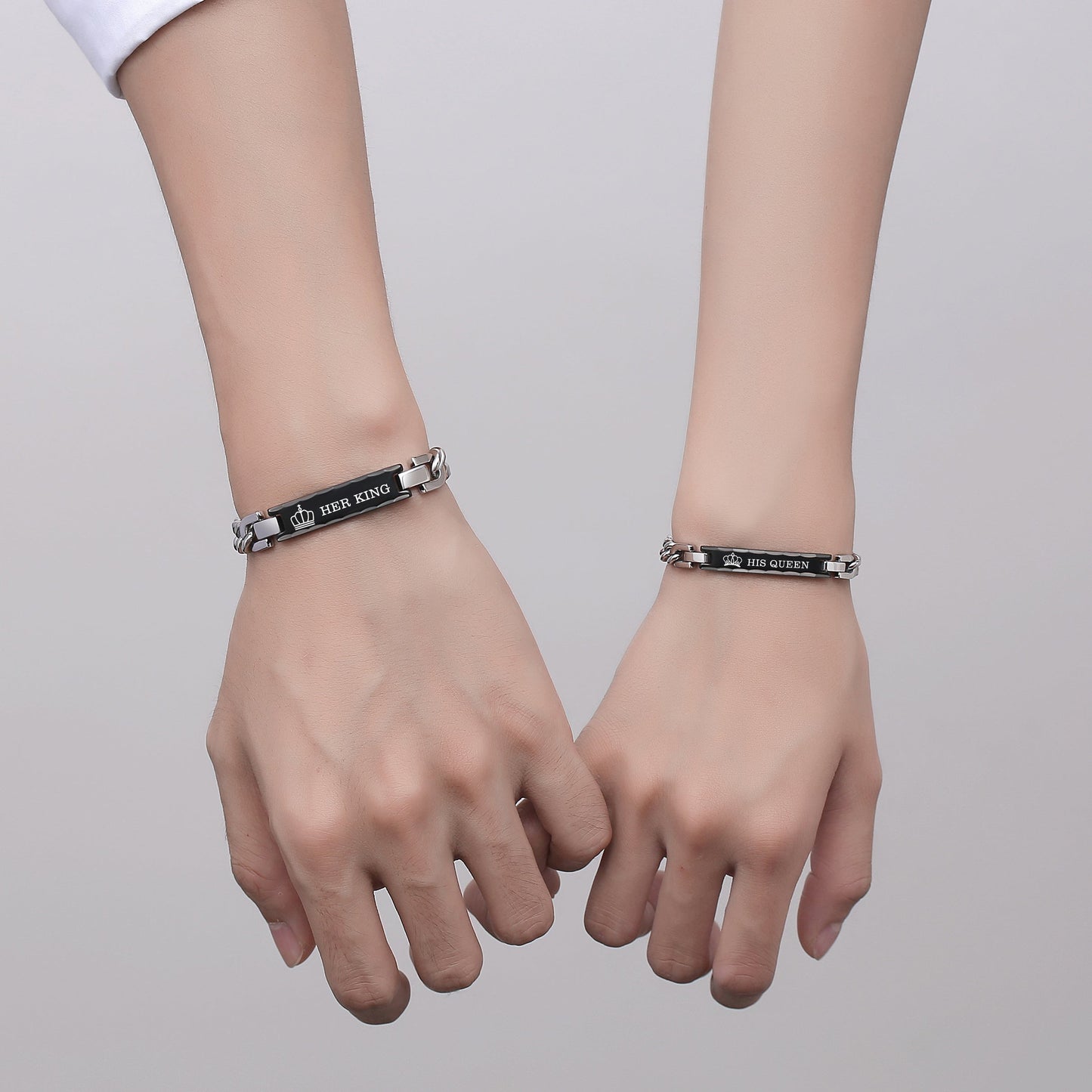 Always&Forever Couples Bracelets His and Hers Black Stainless Steel ID for Matching Relationship Bracelets for Couples