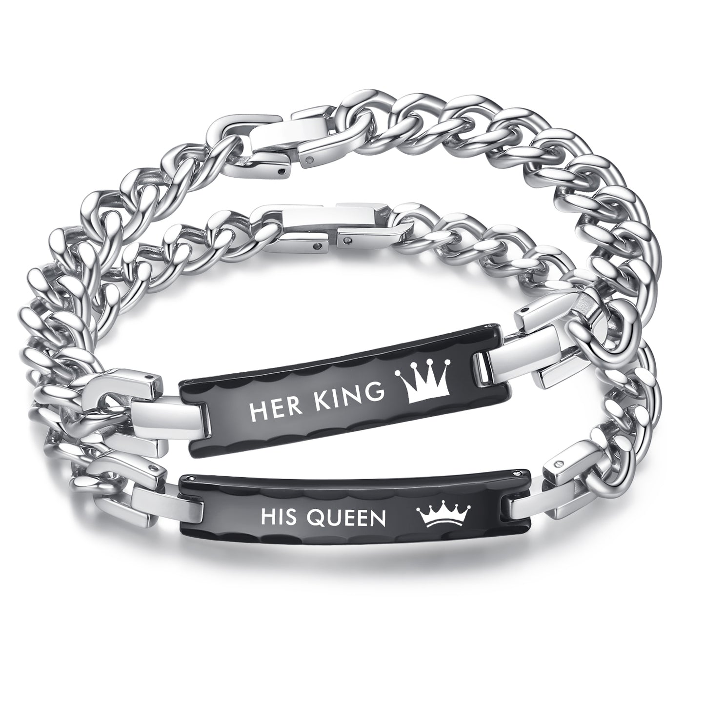 Promise Bracelets For Couples Letters Her King His Queen Stainless