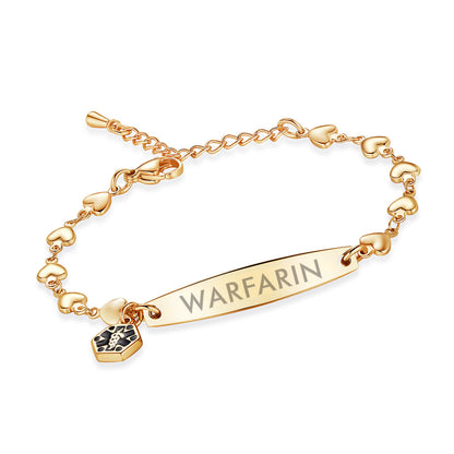 Fashion Heart Chian Medical Alert ID Bracelet for Women with pre-engraving medical conditions