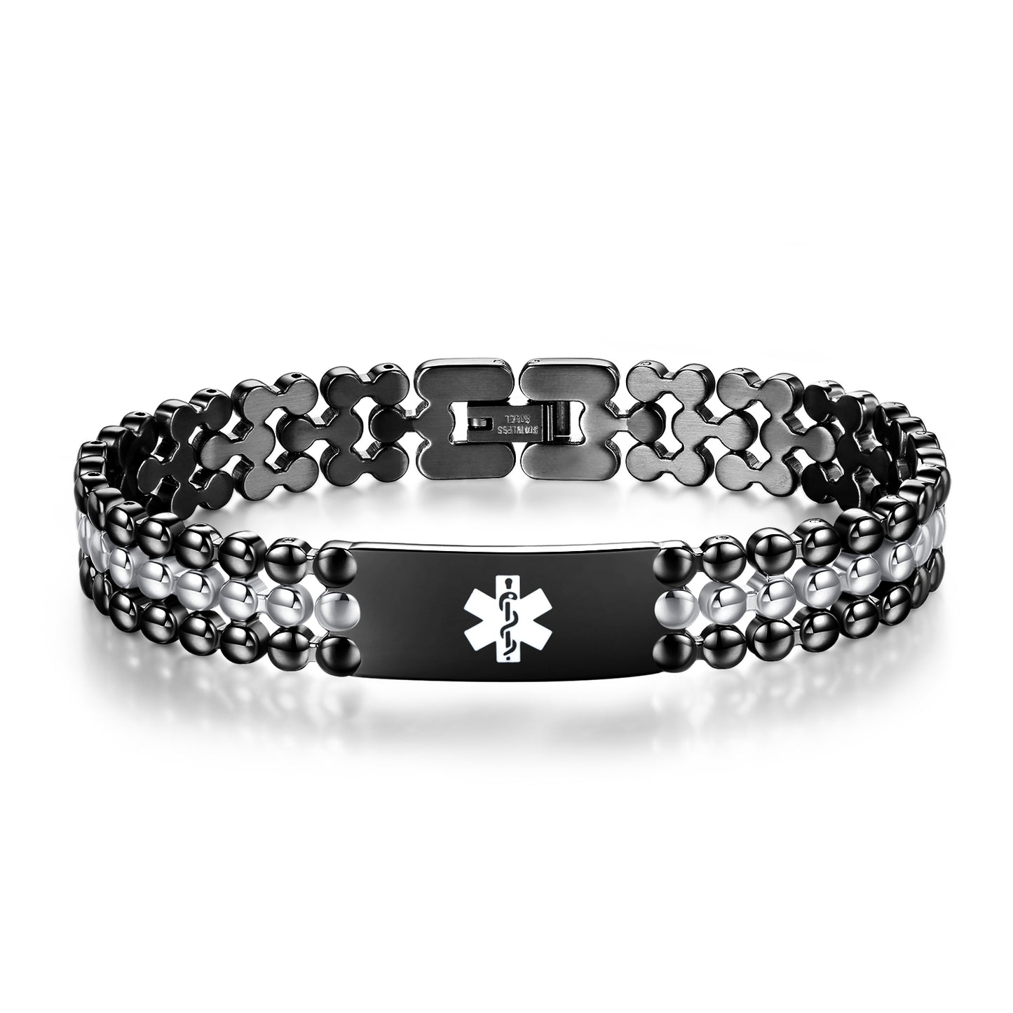 Dumbbell Stainless Steel Emergency Medical ID Bracelets for Men