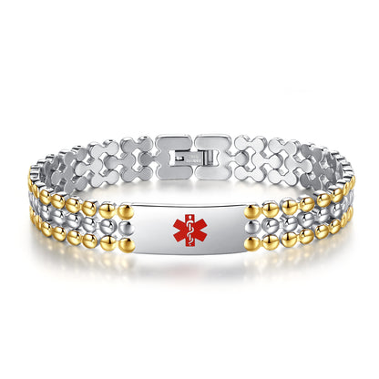 Dumbbell Stainless Steel Emergency Medical ID Bracelets for Men