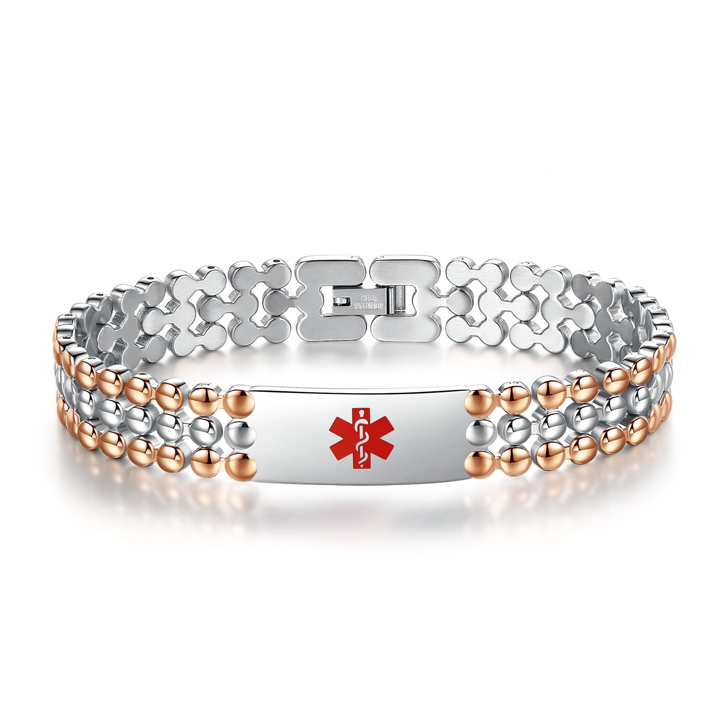 Dumbbell Stainless Steel Emergency Medical ID Bracelets for Men