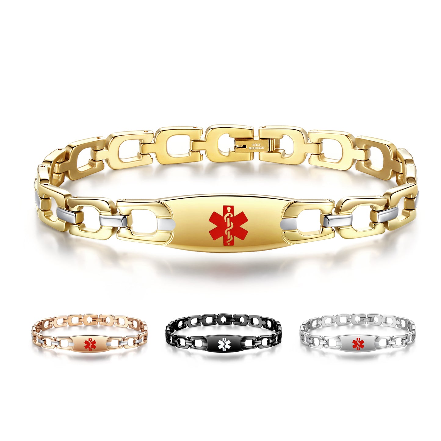 Horseshoe Stainless steel Medical alert bracelets for women