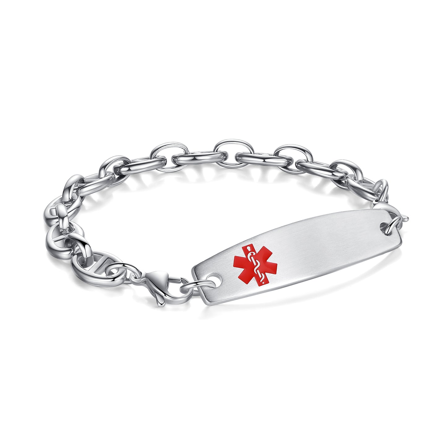Stainless steel horseshoe chain interchangeable medical id bracelets for women men with free engraving