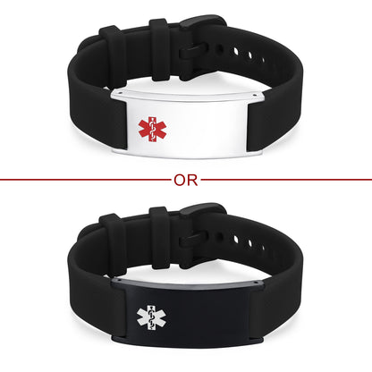 Personalized Silicone Medical Alert Bracelets Waterproof Sport ID Bracelets for Men Women