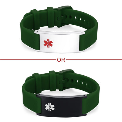 Personalized Silicone Medical Alert Bracelets Waterproof Sport ID Bracelets for Men Women