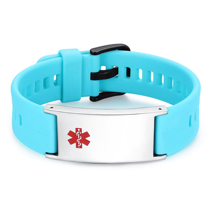 Personalized Silicone Medical Alert Bracelets Waterproof Sport ID Bracelets for Men Women