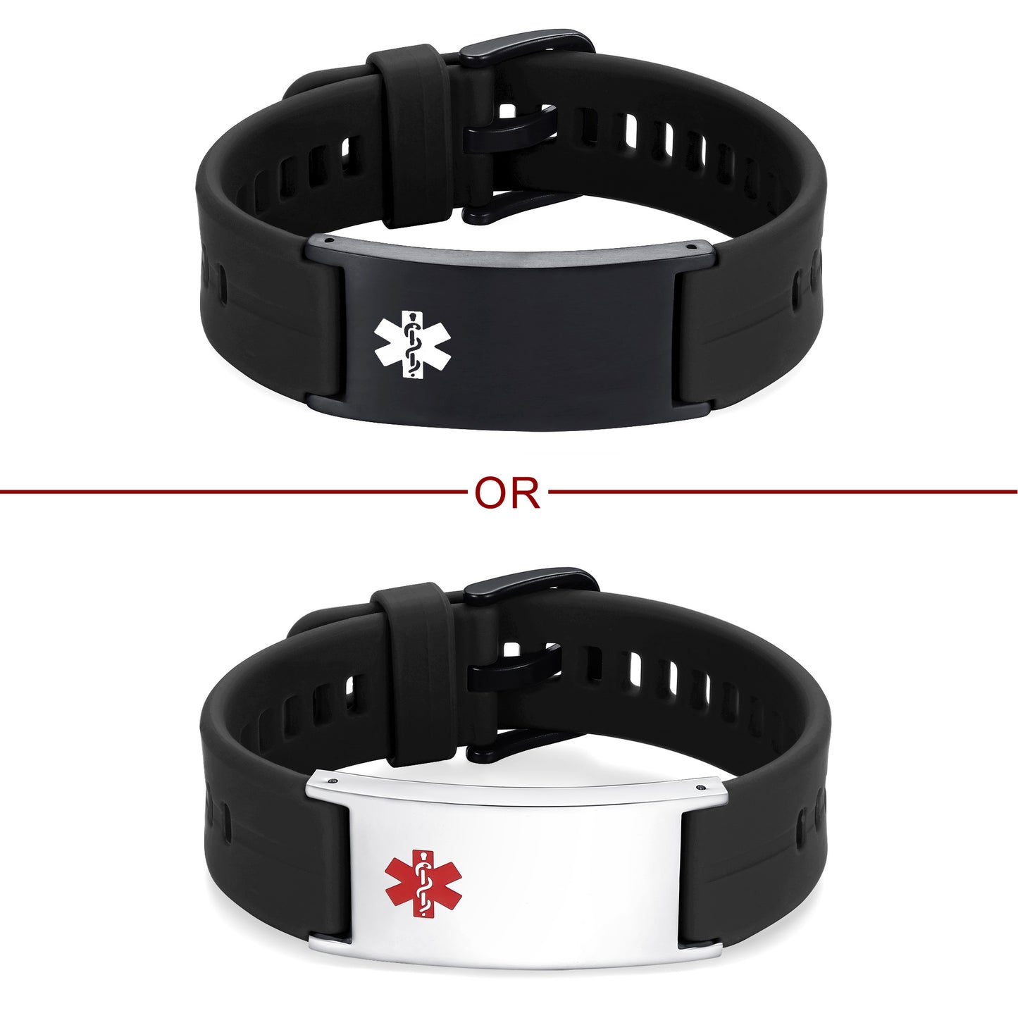 Personalized Silicone Medical Alert Bracelets Waterproof Sport ID Bracelets for Men Women