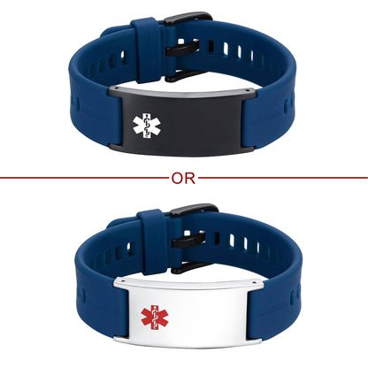 Personalized Silicone Medical Alert Bracelets Waterproof Sport ID Bracelets for Men Women