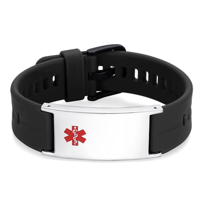 Personalized Silicone Medical Alert Bracelets Waterproof Sport ID Bracelets for Men Women